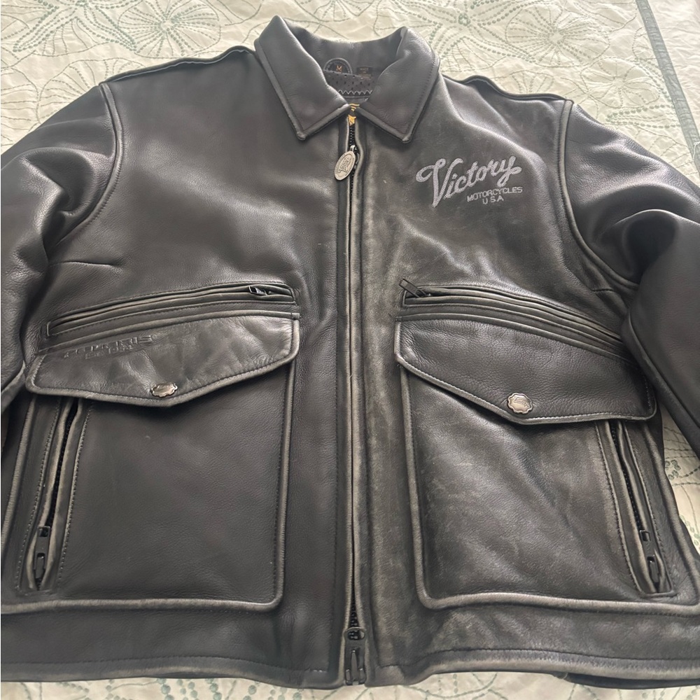 Victory Motorcycles Women's Black Leather Bomber Jacket